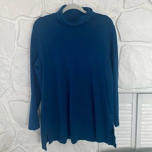 J.Jill Pima Cotton Turtle Neck Tunic Top Blue XL soft and stretches long sleeve